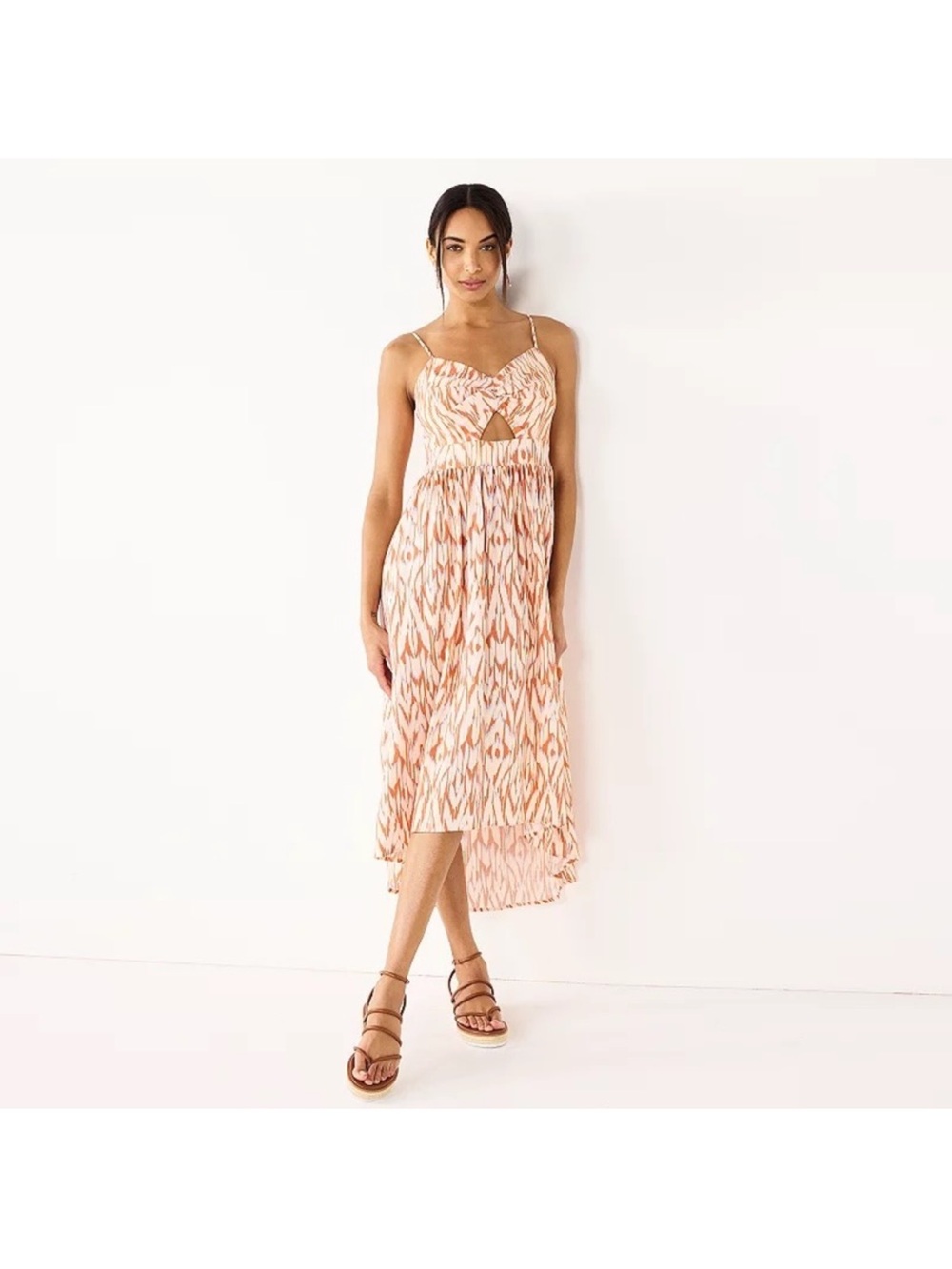 Nine West Twist-Front High-Low Midi Dress Size Medium